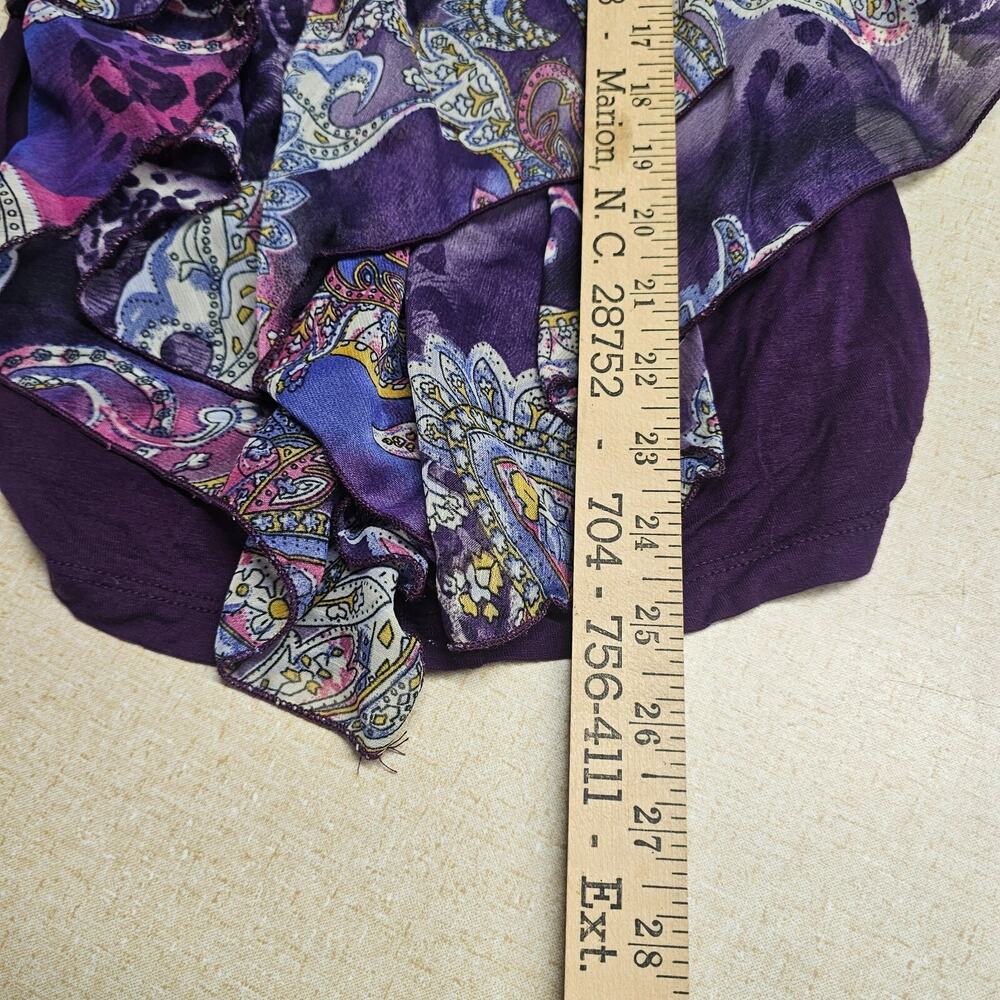 Rue 21 Y2K Ruffle Fairy Top Womens Size S Purple Coquette Romantic Paisley - Picture 8 of 8